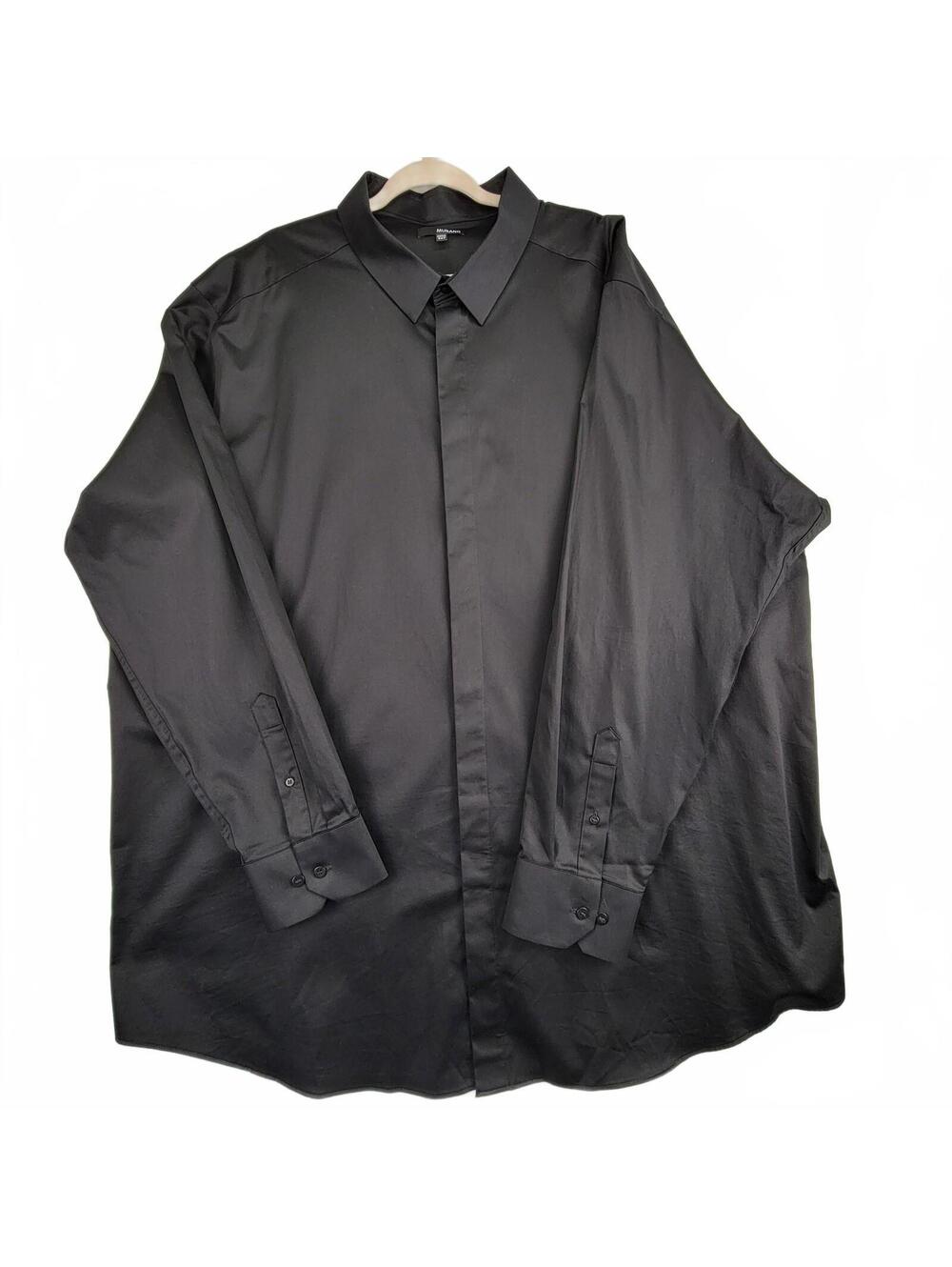 Murano Men's 4XT Black Long Sleeve Dress Button Up Shirt Big And Tall Formal